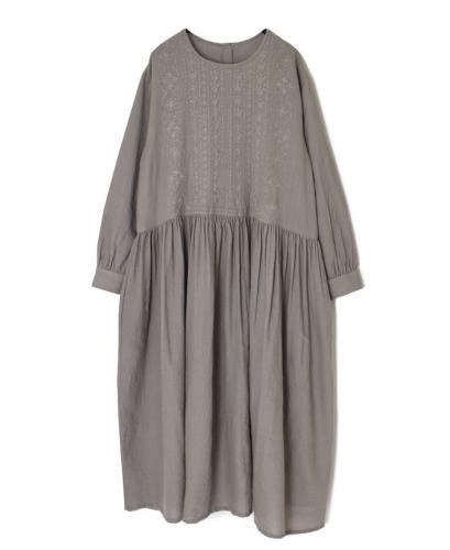 NMDS25604(ワンピース) BOILED WOOL PLAIN CREW NECK EMB DRESS