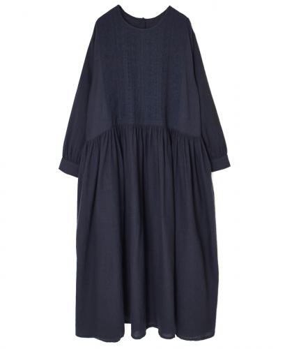 NMDS25604(ワンピース) BOILED WOOL PLAIN CREW NECK EMB DRESS