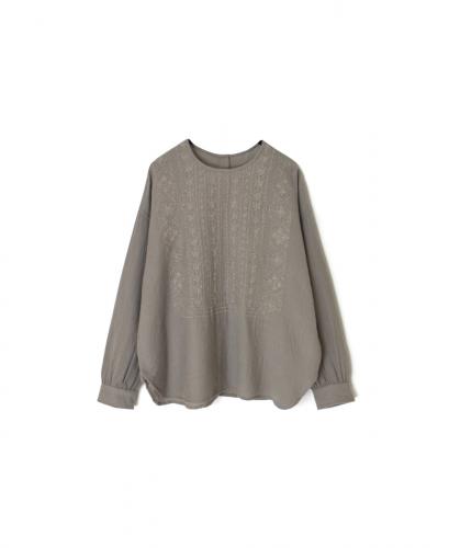 NMDS25603(シャツ) BOILED WOOL PLAIN BACK OPENING CREW-NECK EMB SHIRT