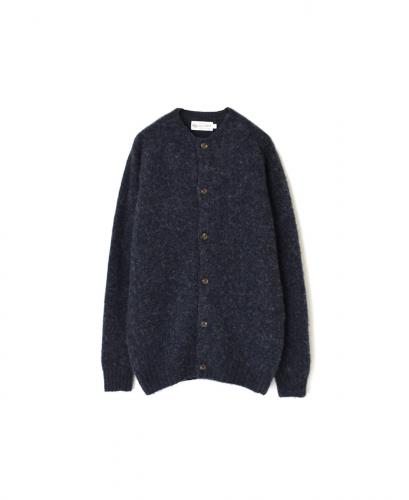 NJT2351 (ニット) SHETLAND WOOL PLAIN HEAVY BRUSH SEAM FREE CREW NECK SADDLE SHOULDER CARDIGAN