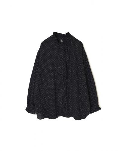 INMDS25761(シャツ) WOOL/COTTON/SILK PIN DOT PRINT FRILL COLLAR SHIRT