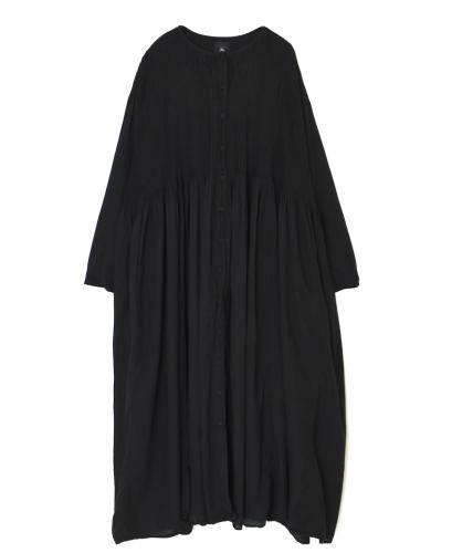 ●NMDS25514D(ワンピース) 80s ORGANIC COTTON SMALL CHECK&VOILE PLAIN(OVER DYE) CREW NECK BUTTON SHIRT MAXI DRESS WITH PINTUCK