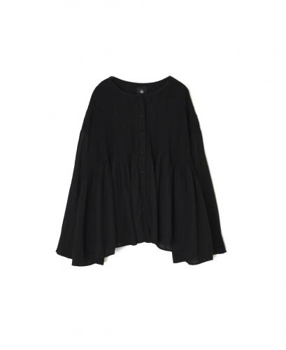 ⚫︎NMDS25513D(シャツ) 80s ORGANIC COTTON SMALL CHECK&VOILE PLAIN(OVER DYE) CREW NECK BUTTON SHIRT WITH PINTUCK