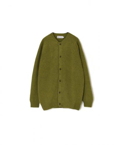 NJT2351 (ニット) SHETLAND WOOL PLAIN HEAVY BRUSH SEAM FREE CREW NECK SADDLE SHOULDER CARDIGAN