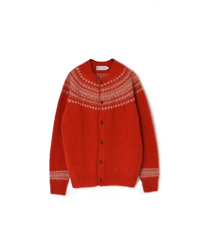NJT1761 (ニット)  SHETLAND WOOL NORDIC HEAVY BRUSH CREW NECK CARDIGAN