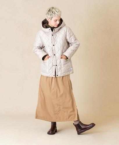 NAM2556(ジャケット) PLAIN POLYESTER×FREECE HEAT QUILT REVERSIBLE HIGH COLLAR HOODED JACKET