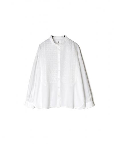 NMDS26221(シャツ) 60s ORGANIC CAMBRIC BANDED COLLAR EMB SHIRT