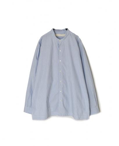 NVL2613(シャツ) POPLIN STRIPE BANDED COLLAR L/SL SHIRT