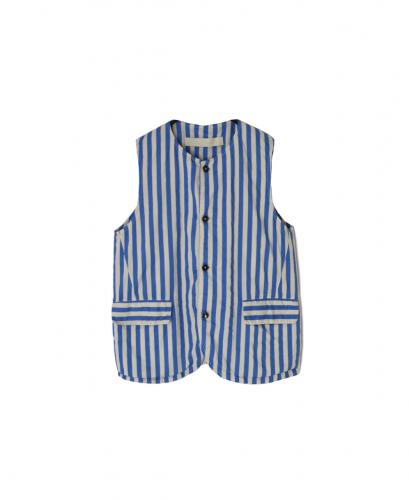 NVL2401PSD(ベスト) POPLIN WIDE STRIPE (OVERDYE) NO COLLAR VEST