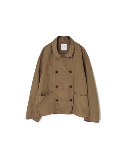 ISNAM2601D(ジャケット) LINEN COTTON PLAIN OVERDYE ROUND COLLAR DOUBLE JACKET