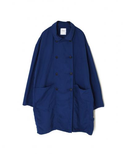 ISNAM2602D(ロングジャケット) LINEN COTTON PLAIN OVERDYE ROUND COLLAR DOUBLE LONG JACKET