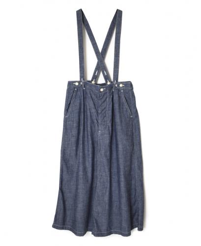 ISNAM2611CB(スカート) NAVY(INDIGO) CHAMBRAY ADJUSTER TACK SKIRT WITH SUSPENDERS