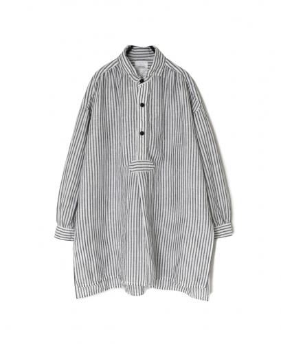 ISNAM2605S(シャツ) LINEN COTTON STRIPE WORK GATHERED SHIRT