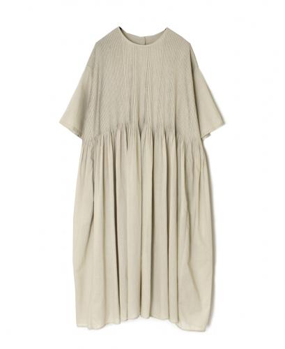 NMDS26243(ワンピース) 80s ORGANIC COTTON VOILE CREW-NECK HALF/SLEEVE DRESS WITH MINI PINTUCK