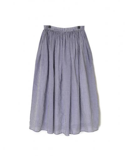 INMDS26026(スカート) HANDWOVEN COTTON/SILK GINGHAM CHECK GATHERERD SKIRT