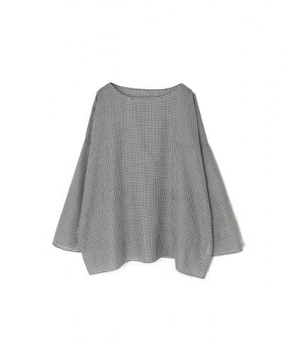 INMDS26022(ブラウス) HANDWOVEN COTTON/SILK GINGHAM CHECK DROP SHOULDER SMOCK