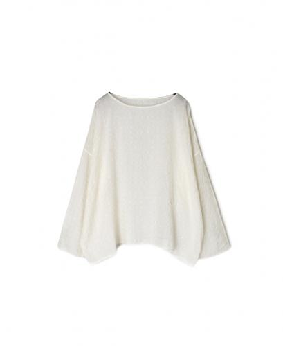 INMDS26032(ブラウス) HANDWOVEN COTTON SILK CHECK DROP SHOULDER SMOCK