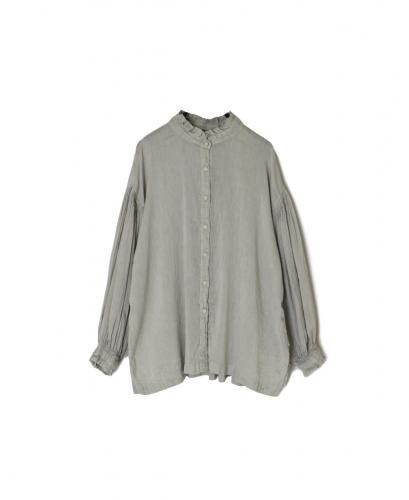 INMDS25011D(シャツ) 60s AUTO LOOM LINEN/COTTON PLAIN(OVERDYE) FRILL COLLAR SHIRTS WITH MINI PINTUCK