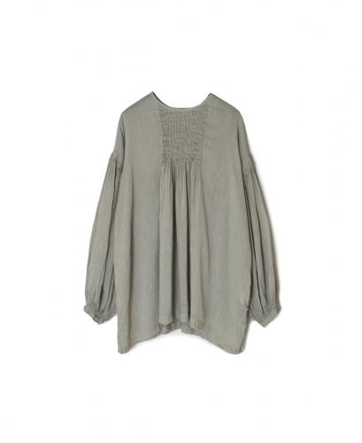 INMDS25012D(シャツ) 60s AUTO LOOM LINEN/COTTON PLAIN(OVERDYE) BACK OPENING CREW-NECK SHIRTS WITH MINI PINTUCK