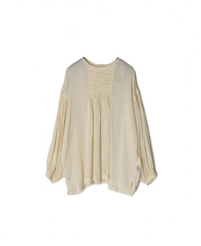 INMDS25012D(シャツ) 60s AUTO LOOM LINEN/COTTON PLAIN(OVERDYE) BACK OPENING CREW-NECK SHIRTS WITH MINI PINTUCK