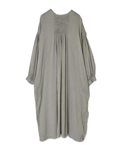 INMDS26011D(ワンピース) 60s AUTO LOOM LINEN/COTTON PLAIN(OVERDYE) BACK OPENING CREW-NECK SHIRTS DRESS WITH MINI PINTUCK