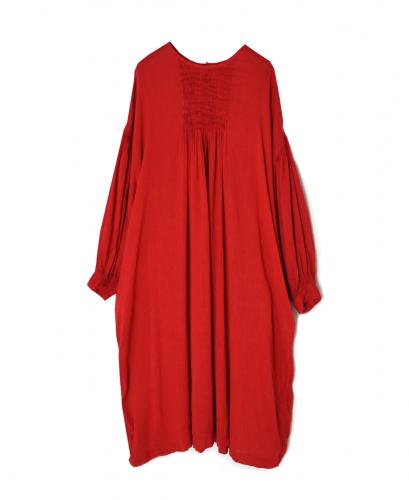 INMDS26011D(ワンピース) 60s AUTO LOOM LINEN/COTTON PLAIN(OVERDYE) BACK OPENING CREW-NECK SHIRTS DRESS WITH MINI PINTUCK