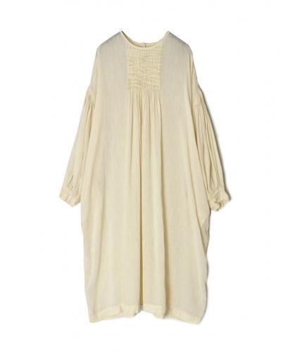 INMDS26011D(ワンピース) 60s AUTO LOOM LINEN/COTTON PLAIN(OVERDYE) BACK OPENING CREW-NECK SHIRTS DRESS WITH MINI PINTUCK