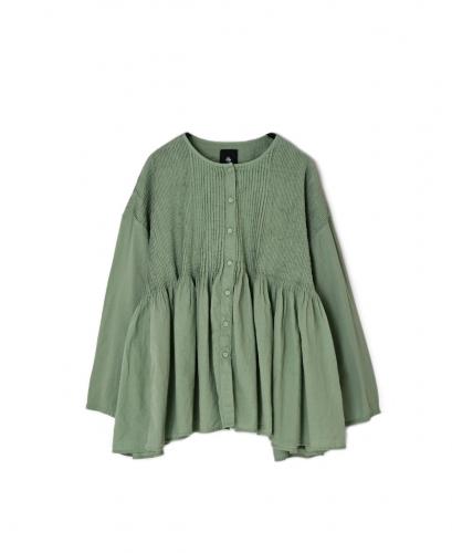 NMDS26233D(シャツ) 80s ORGANIC MICRO CHECK OVERDYE CREW-NECK BUTTON SHIRT WITH MINI PINTUCK