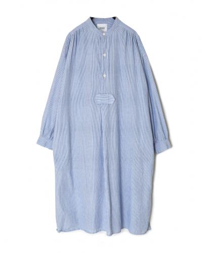 INAM2633S(ワンピース) SEERSUCKER STRIPE WASH WORK GATHERED BANDED COLLAR DRESS SHIRT