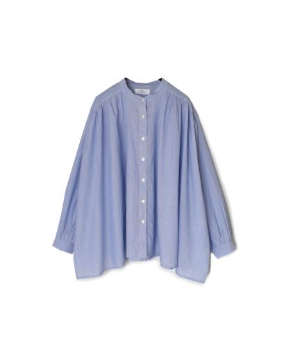NSL26011(シャツ) 80s COTTON VOILE STRIPE BANDED COLLAR GATHER SHIRT