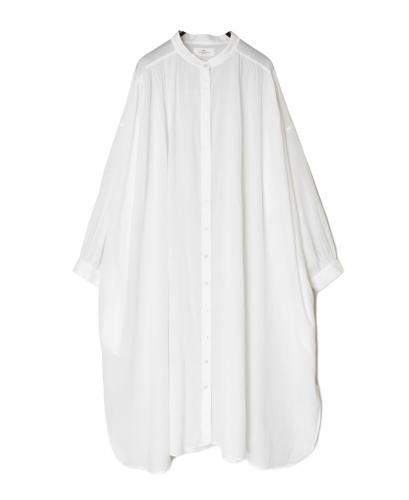 NSL26024(ワンピース) 80s COTTON VOILE PLAIN BANDED COLLAR GATHERED SHIRT DRESS