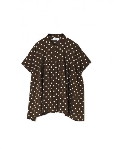 NSL26051(シャツ) 80s COTTON VOILE DOT PRINT BANDED COLLAR FRENCH/SL SHIRT