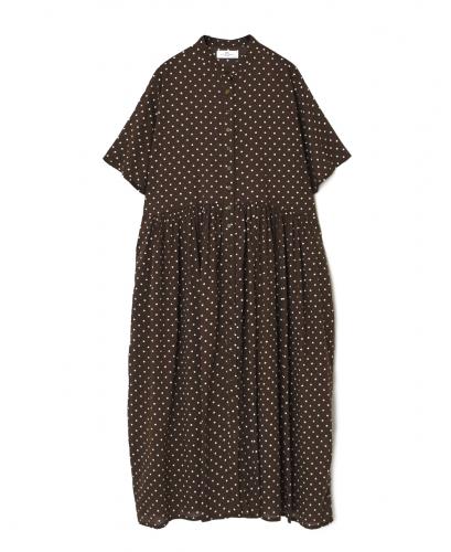 NSL26054(ワンピース) 80s COTTON VOILE DOT PRINT BANDED COLLAR S/SL DRESS