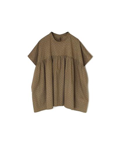 NSL26032(シャツ) COTTON SLUB SMALL FLOWER PRINT BACK OPENING STAND COLLAR SHIRT