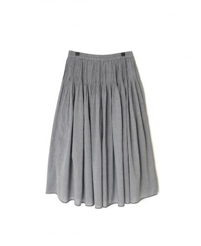 INMDS26043(スカート) HANDWOVEN YARN DYE CHAMBRAY PINTUCK FLARED SKIRT