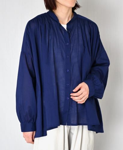NSL26021(シャツ) 80s COTTON VOILE PLAIN BANDED COLLAR GATHERED SHIRT