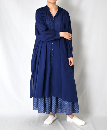NSL26024(ワンピース) 80s COTTON VOILE PLAIN BANDED COLLAR GATHERED SHIRT DRESS