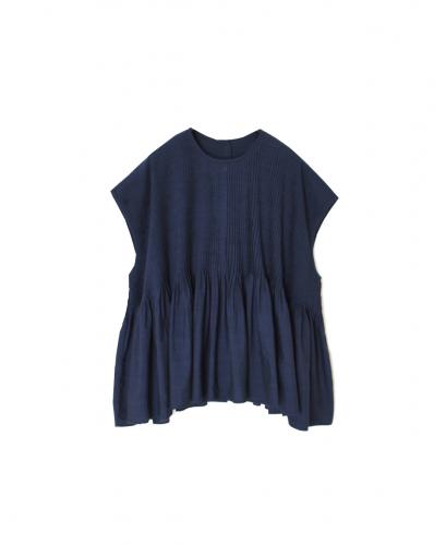 INMDS26053(シャツ) HANDWOVEN COTTON HAKEME CREW NECK FRENCH/SL SHIRTS WITH PINTUCK