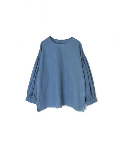 INMDS26062(シャツ) HANDWOVEN COTTON STRIPE BACK OPENING CREW NECK SHIRTS