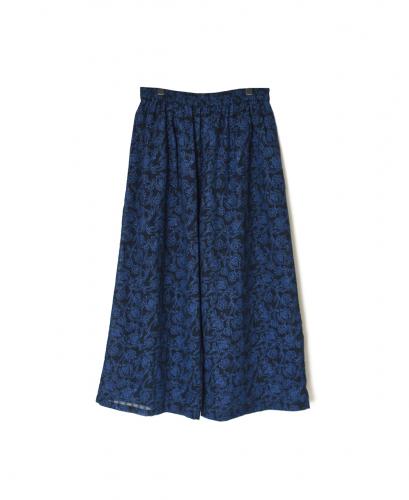 INMDS26095(パンツ) POWER LOOM COTTON DOBIE CHECK FLOWER HAND SCREEN PRINT EASY PANTS
