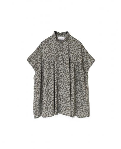 NSL26071(シャツ) 80s VOILE TWO TONE FLOWER PRINT FRILL COLLAR FRENCH/SL SHIRT