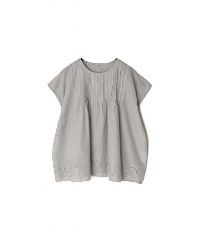 INSL26342(シャツ) 80s VOILE PLAIN WITH CUT WORK LACE CREW NECK FRENCH/SL SHIRTS WITH PINTUCK