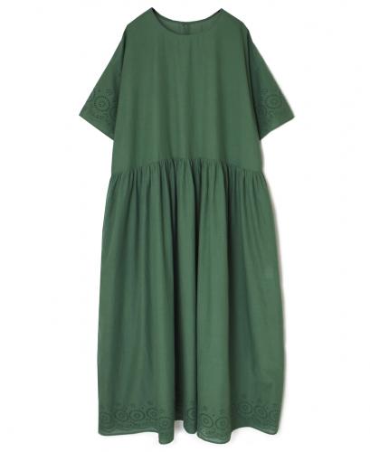 INSL26343(ワンピース) 80s VOILE PLAIN WITH CUT WORK LACE CREW NECK PULLOVER DRESS
