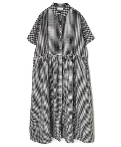 INSL26313(ワンピース) 60s LINEN GINGHAM CHECK REGULAR COLLAR S/SL DRESS