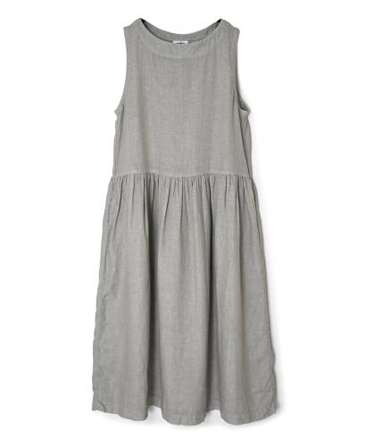 NAM1633LP (ワンピース) LINEN PLAIN (OVERDYE) BOAT NECK NO/SL ONE-PIECE